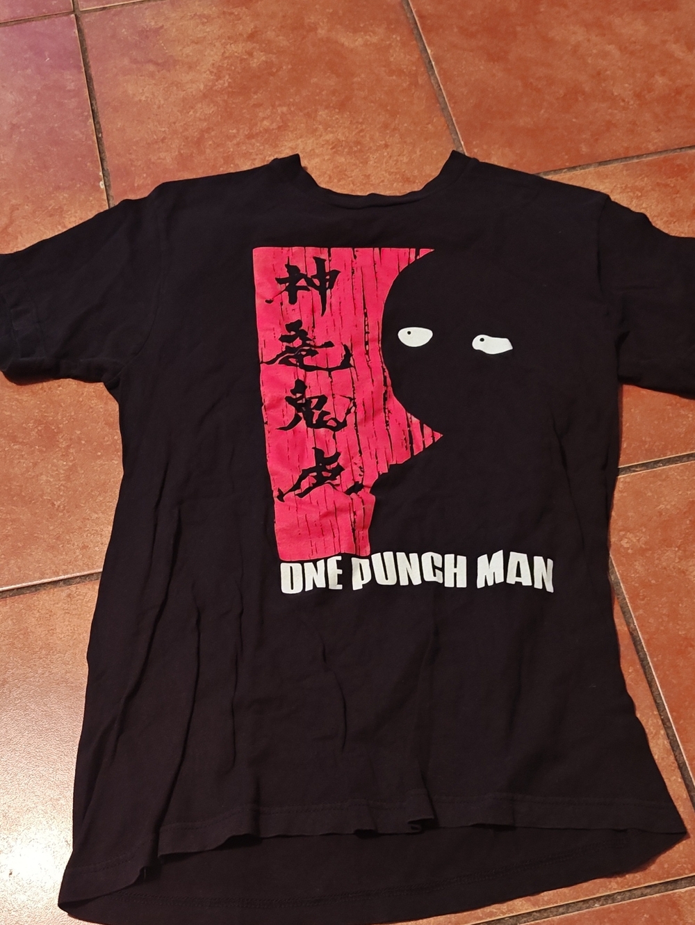 One Punch Man Graphic Crew Tee - Black with Red Detail